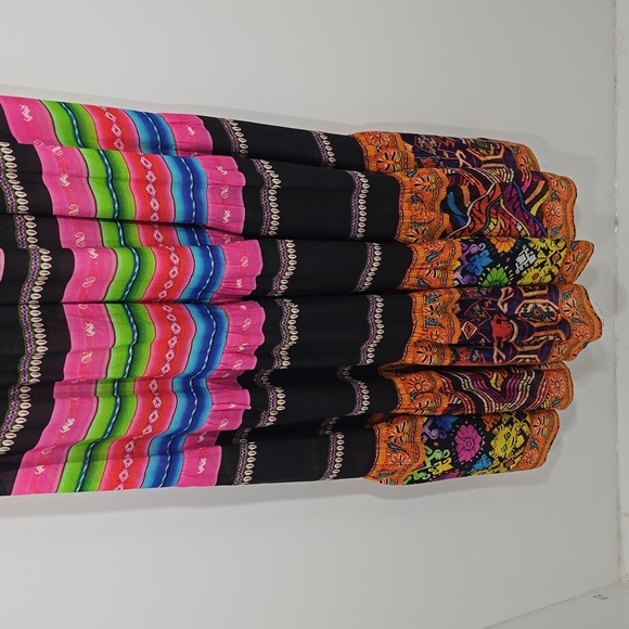{RubyYaya} Colorful Mexican Striped Strapless Flounce Maxi Dress - Size S - Picture 11 of 16
